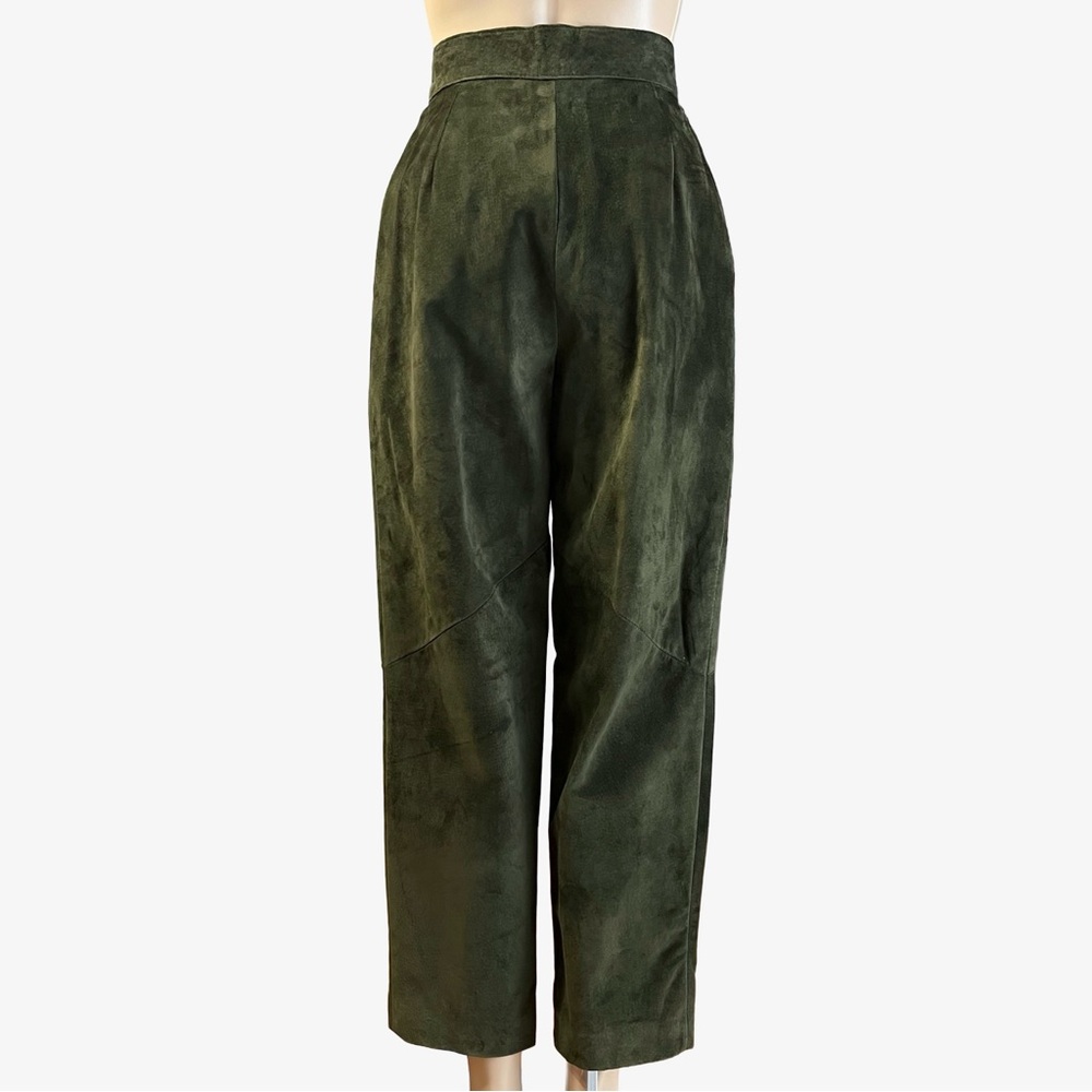 Vintage Danier Olive Suede High-Waist Trousers | Made in Canada | Size 4 - Picture 3 of 11